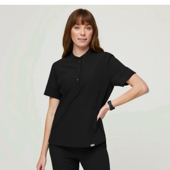 Figs Gidya Henley Top Black Large - Picture 1 of 14